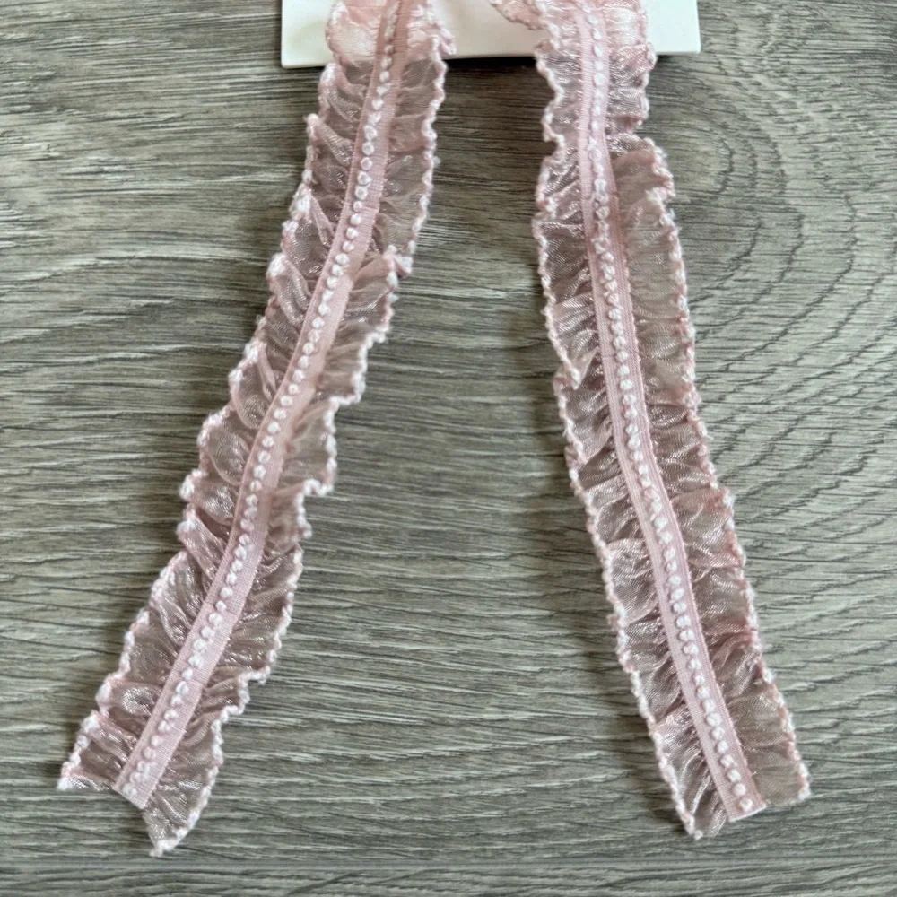🆕 Pink Lace Ruffle Bow Hair Clip